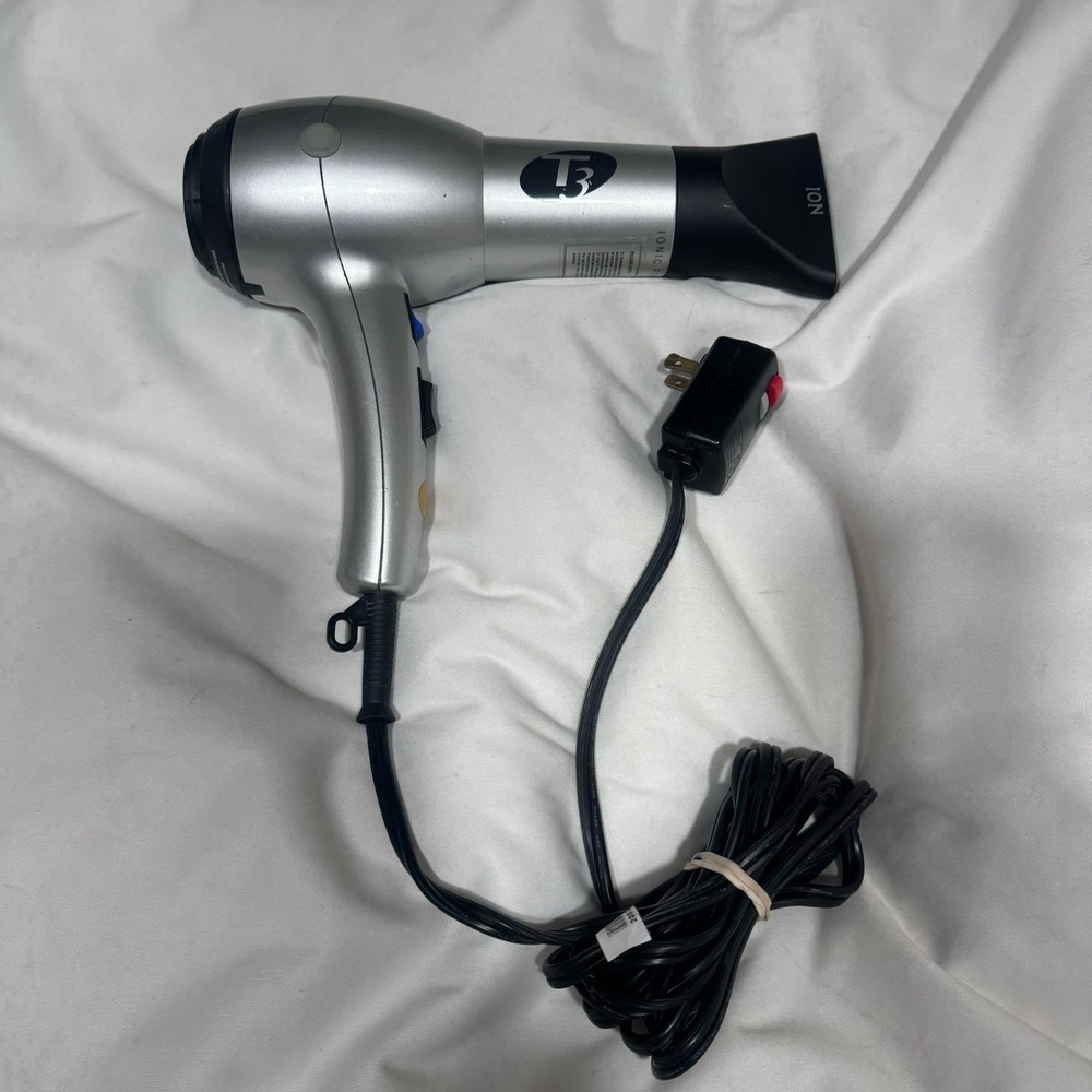 T3 Professional Tourmaline Hair Dryer Silver Ionic Power ION Blow Dryer Tested